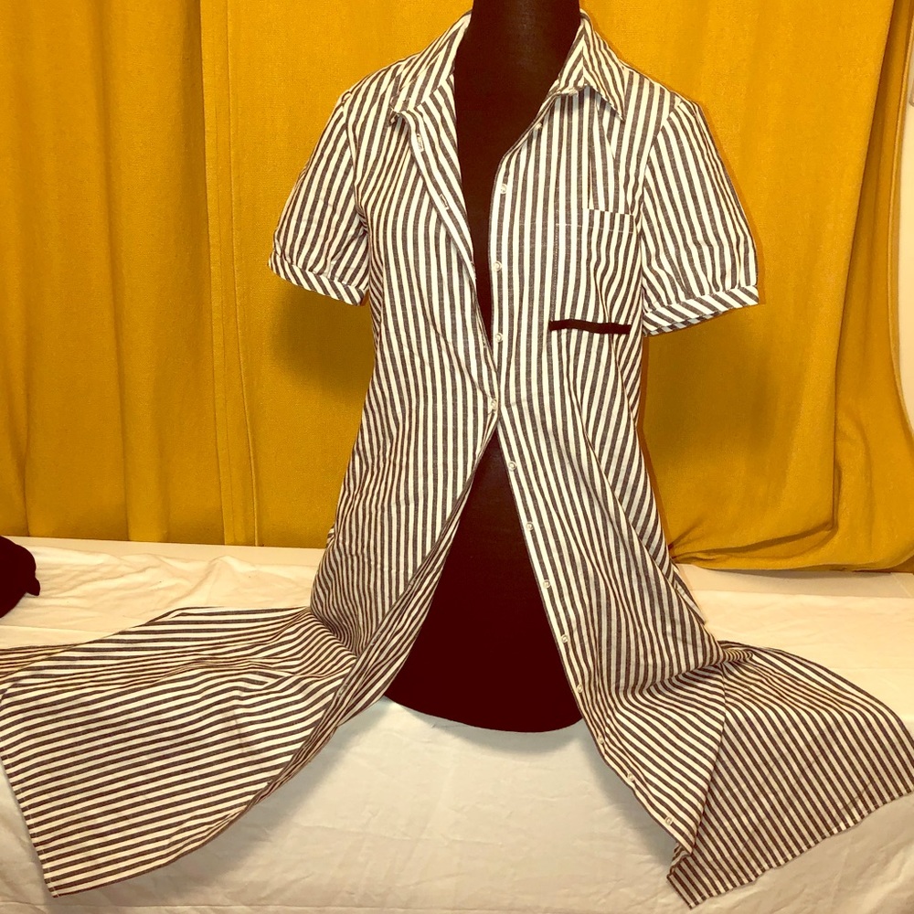 Long button-up T-shirt dress or tunic